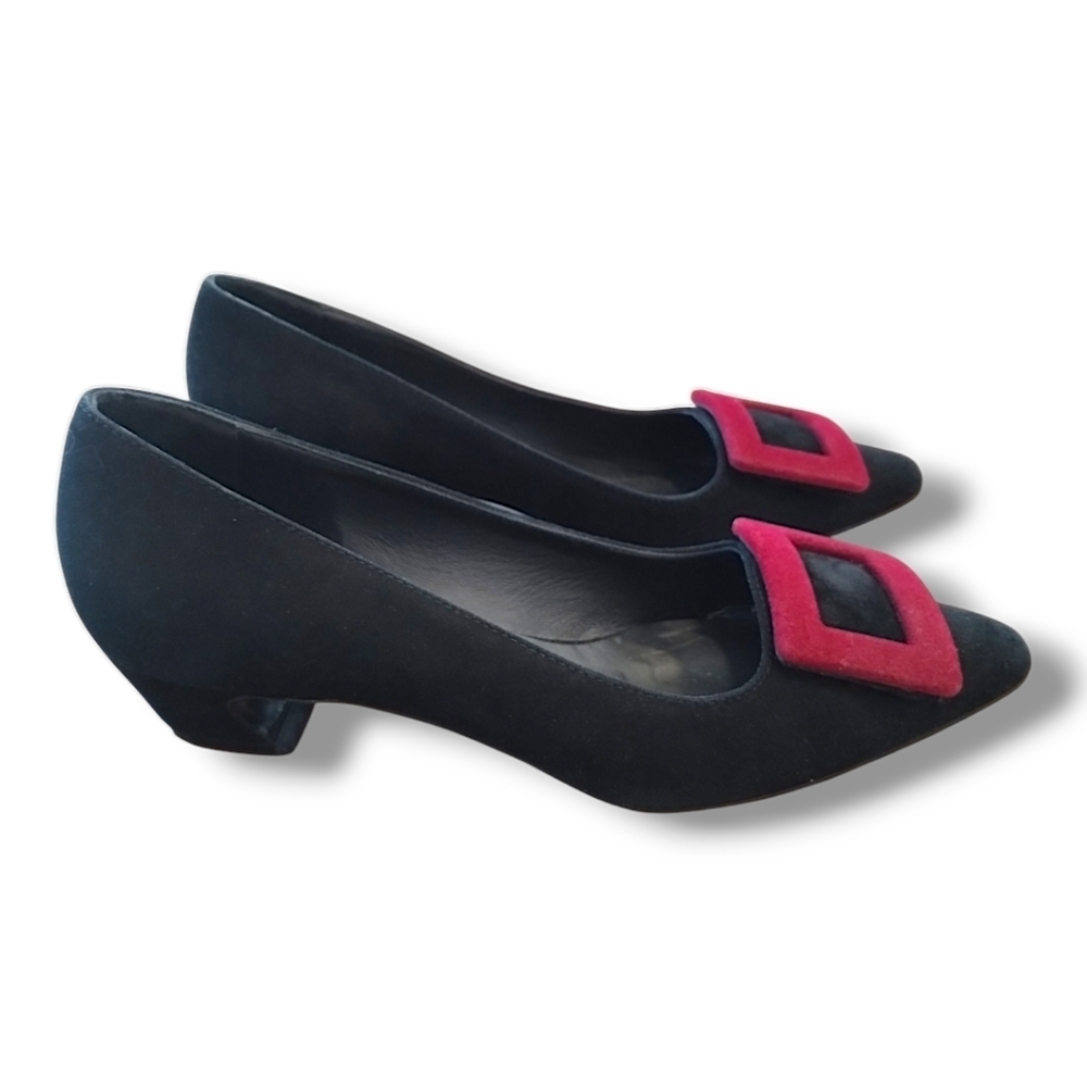 Roberto Festa Milano Decollete Walay Pumps In Black / Burgundy Velvet
